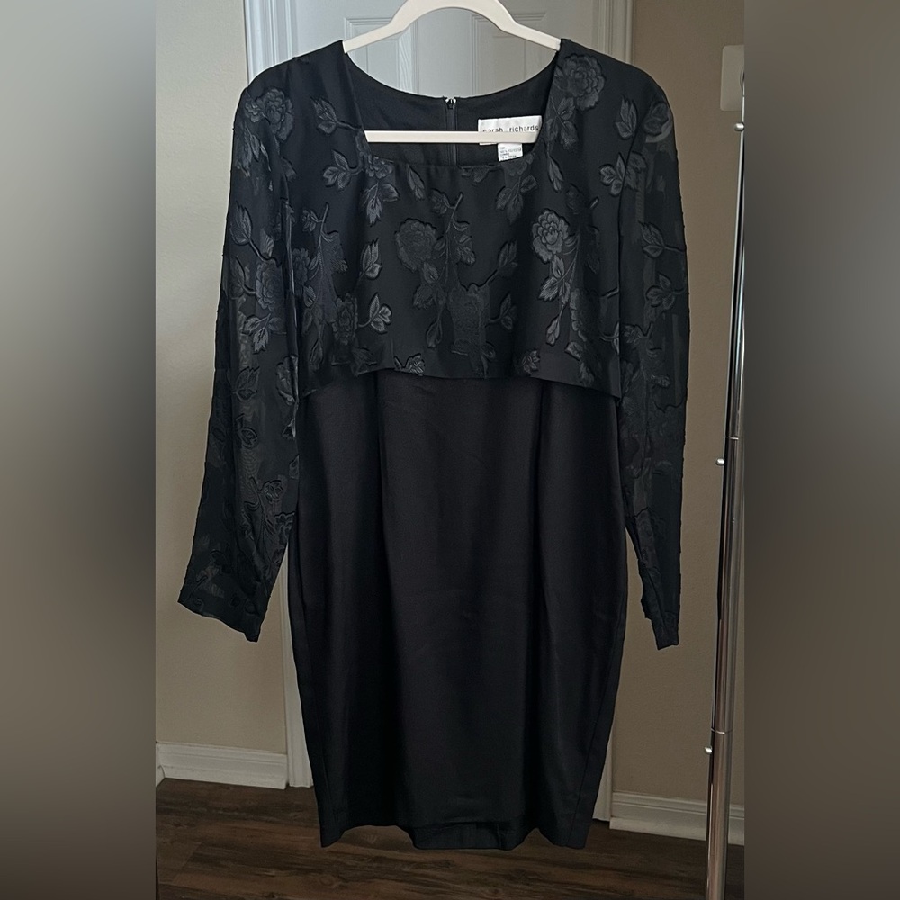 Sarah Richards Petites Black Long Sleeve Dress